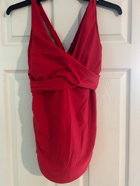 Women’s Red Crossover Tankini Swim Top
